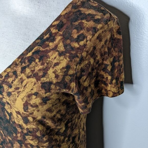 (Merona) Women's Cotton Brown Smudge Tie Dye V-neck Tee Small - Picture 6 of 6